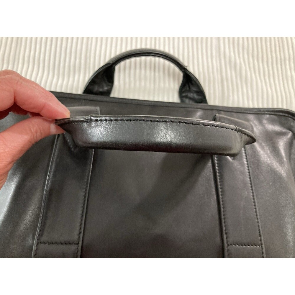 TUMI Black Leather Briefcase 15” Laptop Business Travel Work Bag - Picture 7 of 16